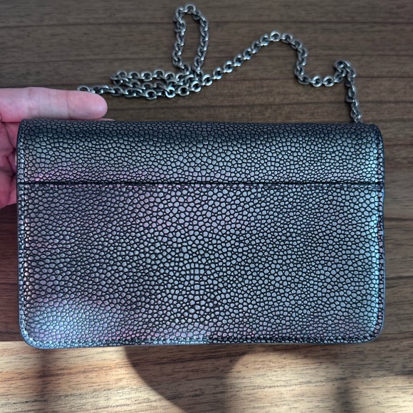 Rare Henri Bendel Metallic Shagreen Clutch/Crossbody